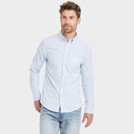 Men's Every Wear Long Sleeve Oxford Button-Down Shirt - Goodfellow & Co™ Light Blue L: Slim Fit,
