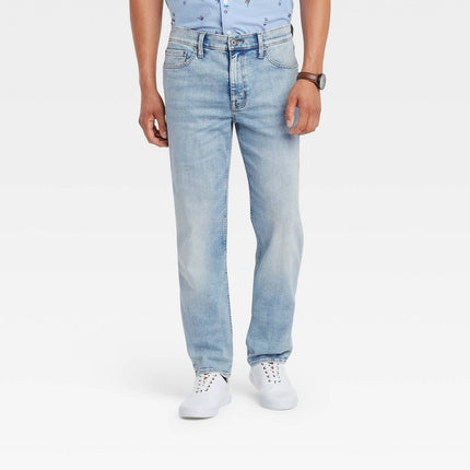 Men's Slim Straight Fit Jeans - Goodfellow & Co™ Light Blue 36x32: Heavyweight Denim, Mid Rise, Stretch, Machine Washable