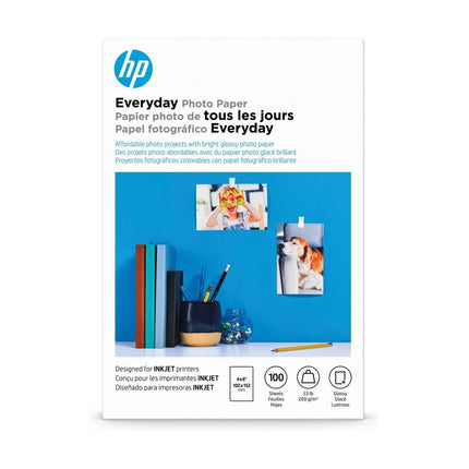 HP Everyday Photo Paper, Glossy, 4x6 in, 100 sheets (CR759A), Pack of 1