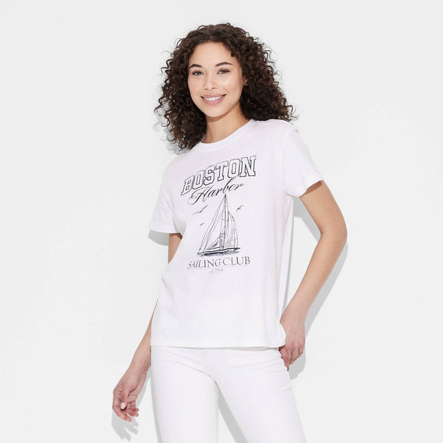 Women's Boston Sailing Short Sleeve Graphic T-Shirt - White S