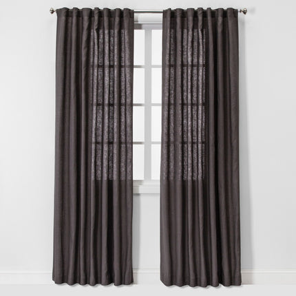 1pc 54"x84" Light Filtering Linen Window Curtain Panel Brown/Dark Gray - Threshold: Modern OEKO-TEX Certified (Please be advised that sets may be missing pieces or otherwise incomplete.)