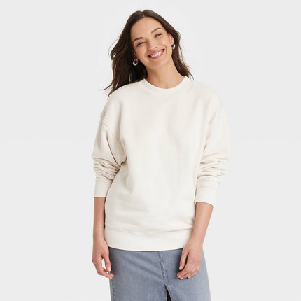 Women's Leisure Studio Oversized Pullover Sweatshirt - Universal Thread Cream XL