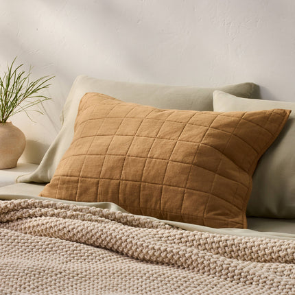 Casaluna Heavyweight Linen Blend Quilt Pillow Sham Dark Teal Blue Standard