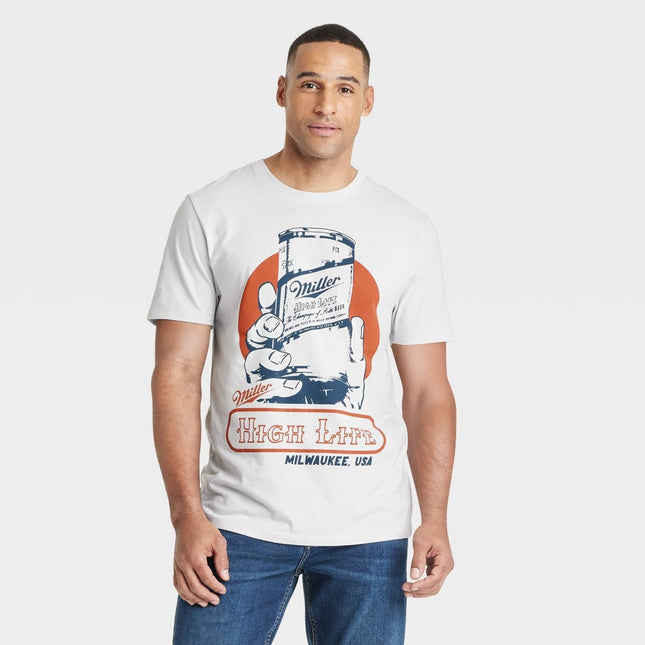 Men's Miller High Life Short Sleeve Graphic T-Shirt - Goodfellow & Co™ Gray M: Crew Neck