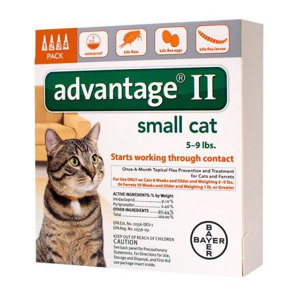 Advantage II Small Cat Vet-Recommended Flea Treatment & Prevention | Cats 5-9 lbs. | 4-Month Supply