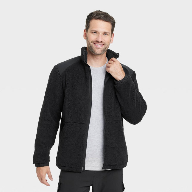 Men's High Pile Cozy Fleece Full Zip Sweatshirt - All In Motion™ Black S