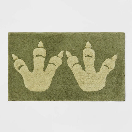 Dinosaur Feet Kids' Bath Rug - Pillowfort: Aqua Green Tufted Cotton, Medium Pile, Kids Bathroom Mat, 1'8"x2'10"