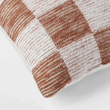 Threshold Modern Woven Checkerboard Square Decorative Pillow 18in Light Brown