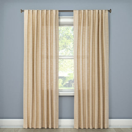 54"x95" Light Filtering Textured Weave Window Curtain Panel Cream - Threshold: Linen Blend, UV Protection, OEKO-TEX Certified