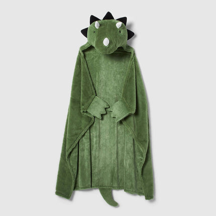 Dinosaur Kids' Hooded Blanket - Pillowfort: Wearable Faux Fur, Green, OEKO-TEX Certified, 50"x40"