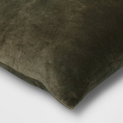 Threshold Washed Cotton Velvet 18in Square Throw Pillow Green
