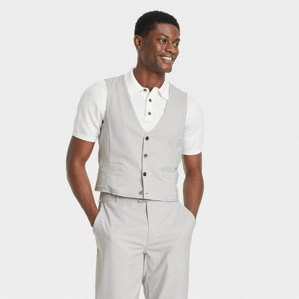 Houston White Adult Houndstooth Suit Vest - Gray S: Recycled Polyester, Midweight, Button Down, Full Lining