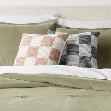 Threshold Modern Woven Checkerboard Square Decorative Pillow 18in Light Brown