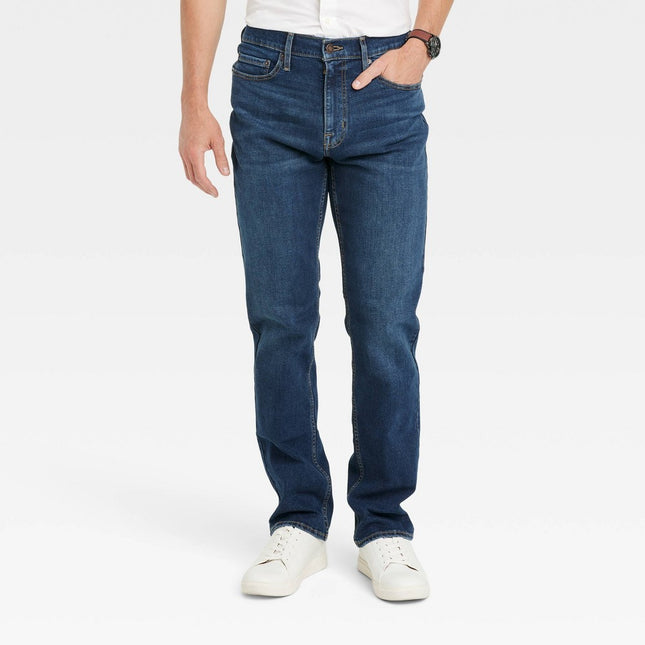 Men's Straight Fit Jeans - Goodfellow & Co™ Dark Wash 32x32: Midweight Denim, 99% Cotton, 1% Elastane, Machine Washable