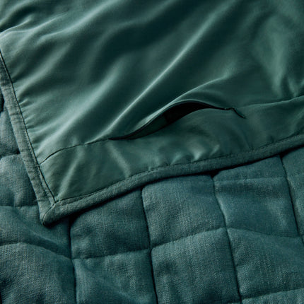Casaluna Heavyweight Linen Blend Quilt Pillow Sham Dark Teal Blue Standard