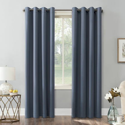 63"x54" Kenneth Energy Saving Blackout Grommet Top Curtain Panel Blue - Sun Zero
