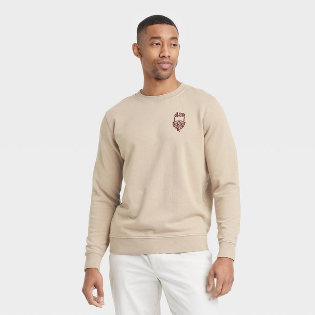 Men's French Terry Crewneck Pullover Sweatshirt - Goodfellow & Co™ Brushed Taupe L