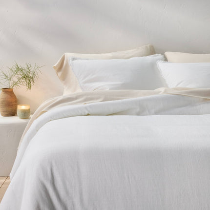 King/California King Heavyweight Linen Blend Comforter & Sham Set White - Casaluna (Please be advised that sets may be missing pieces or otherwise incomplete.)