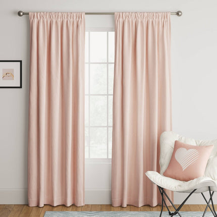 42"x63" Room Darkening Heathered Window Curtain Panel Pink - Room Essentials: Noise Reduction, UV Protection, Thermal Insulated