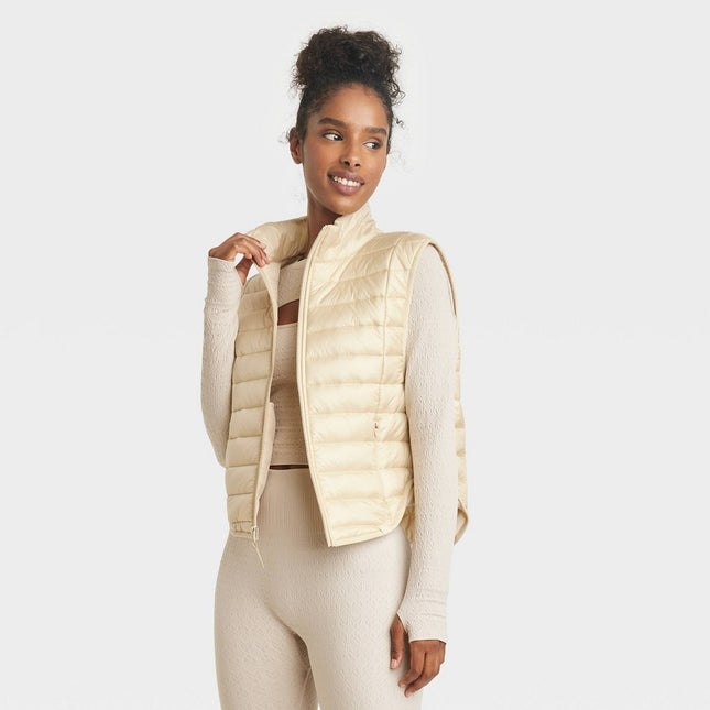 Women's Quilted Puffer Vest - JoyLab Ivory M