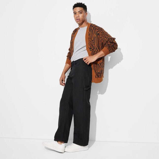 Men's Straight Leg Pull-On Carpenter Pants - Original Use™ Black 34x32: Heavyweight Woven Cotton, Relaxed Fit, Mid Rise
