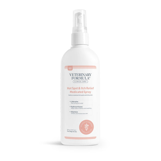 Veterinary Formula Clinical Care Hot Spot & Itch Relief Medicated Spray, 8oz – Easy to Use Spray for Dogs & Cats – Helps Alleviate Sensitive Skin, Scratching, and Licking of Coat (1 Pack)