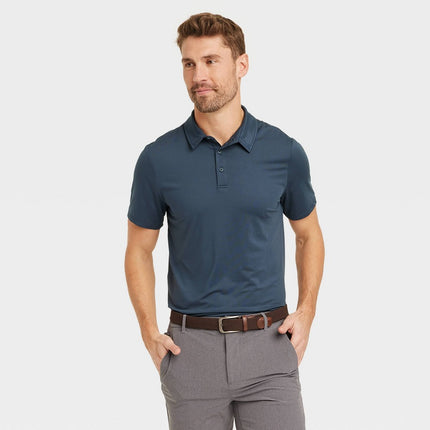 Men's Jersey Polo Shirt - All In Motion™ Dark Blue L: Moisture Wicking, Stretch Fabric