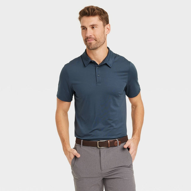 Men's Jersey Polo Shirt - All In Motion™ Dark Blue L: Moisture Wicking, Stretch Fabric