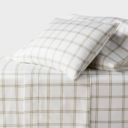 King 400 Thread Count Performance Sheet Set Green Plaid - Threshold (Please be advised that sets may be missing pieces or otherwise incomplete.)