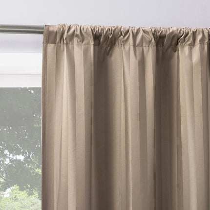 2pc 37"x84" Sun Zero Dimani Satin Striped 100% Blackout Rod Pocket Curtain Panel Pair Taupe: Energy Efficient, Noise Reduction (Please be advised that sets may be missing pieces or otherwise incomplete.)