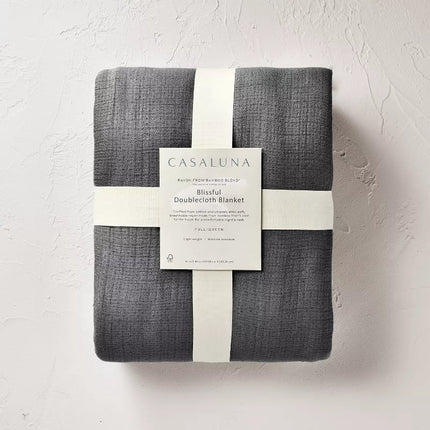 Full/Queen Rayon from Bamboo Matelasse Blanket Dark Gray - Casaluna