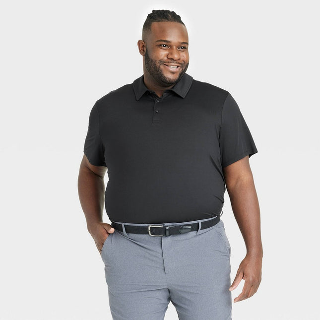 Men's Big Jersey Polo Shirt - All In Motion™ Black Onyx 3XL: Moisture Wicking, Stretch Fabric