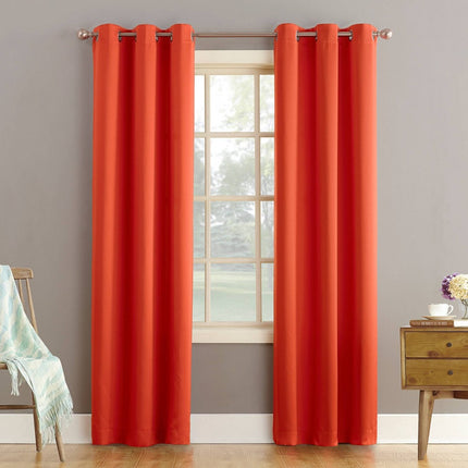 40"x63" Sun Zero Room Darkening Lazlo Grommet Curtain Panel Tangerine Orange: Modern Thermal Insulated, Energy Efficient