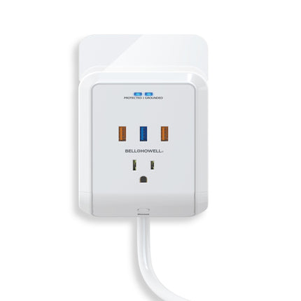 Bell + Howell Power Pro Outlet Extender 3 AC Outlets 3 USB Ports