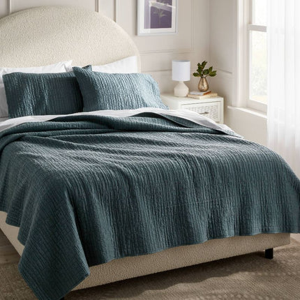 Full/Queen TENCELÂ® Quilt Slate Blue - Threshold: OEKO-TEX Certified, Cooling, Woven Lyocell Coverlet