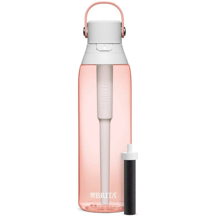 Brita Insulated Filtered Water Bottle with Straw, Reusable, Christmas Gift and Stocking Stuffer For Men and Women, BPA Free Plastic, Blush, 26 Ounce Blush