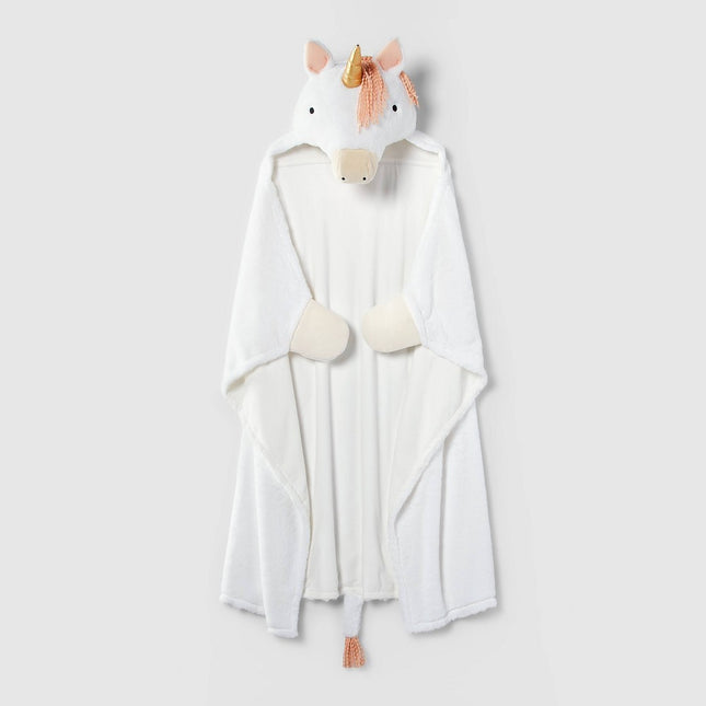 Unicorn Kids' Hooded Blanket - Pillowfort: Faux Fur, Machine Washable, OEKO-TEX Certified, Pink & White, 50"x40"