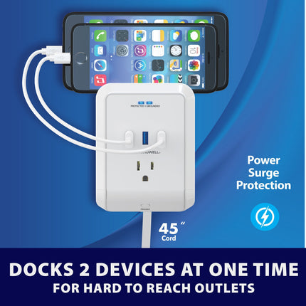 Bell + Howell Power Pro Outlet Extender 3 AC Outlets 3 USB Ports
