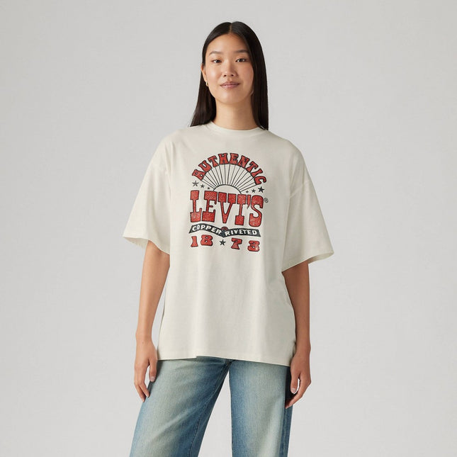 Levi's® Women's Graphic Short Stack T-Shirt - Copper Riveted Sugar Swizzle XL: Cotton Knit, Oversized Fit