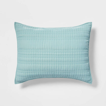 Standard Lofty Velvet Quilt Sham Light Teal Blue - Threshold: OEKO-TEX Certified, Polyester, Machine Washable