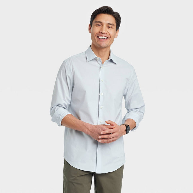 Men's Performance Long Sleeve Button-Down Dress Shirt - Goodfellow & Co™ Gray L: Standard Fit