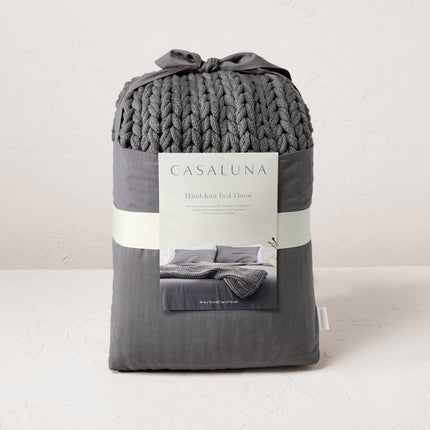Casaluna Oversized Chunky Knit Bed Throw 50x70in Dark Gray