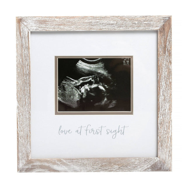 Pearhead Love at First Sight Sonogram Picture Frame, Gender Neutral Ultrasound Keepsake, Baby Gift for Expecting Parents, Ideal Pregnancy, Shower and Nursery Decor, 4” x 3” Photo Insert, Rustic Multicolor