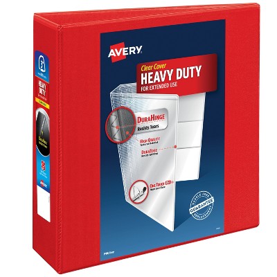 Avery Heavy-Duty Red 3 Inch View Binder With EZD Rings
