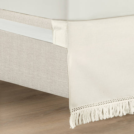Lush Décor 15" Queen Boho Fringe Tailored Drop Easy Fit Bed Skirt Off-White