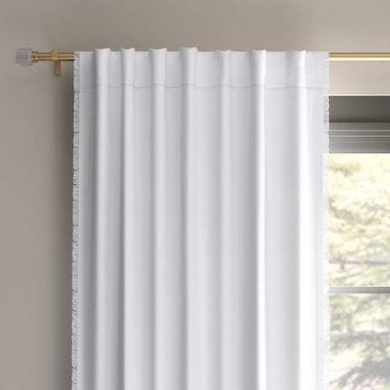 50"x84" Blackout Slub Weave Raw Edge Curtain Panel White - Threshold