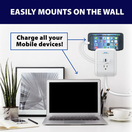 Bell + Howell Power Pro Outlet Extender 3 AC Outlets 3 USB Ports