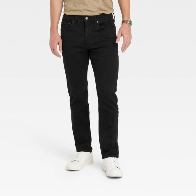 Men's Comfort Wear Slim Fit Jeans - Goodfellow & Co™ Black 32x30: Heavyweight Denim, Mid Rise, Stretch Fabric