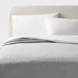 King Jersey Quilt Heather Gray - Threshold: Knitted Coverlet, Check Jacquard Pattern, Machine Washable