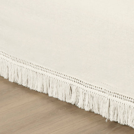 Lush Décor 15" Queen Boho Fringe Tailored Drop Easy Fit Bed Skirt Off-White